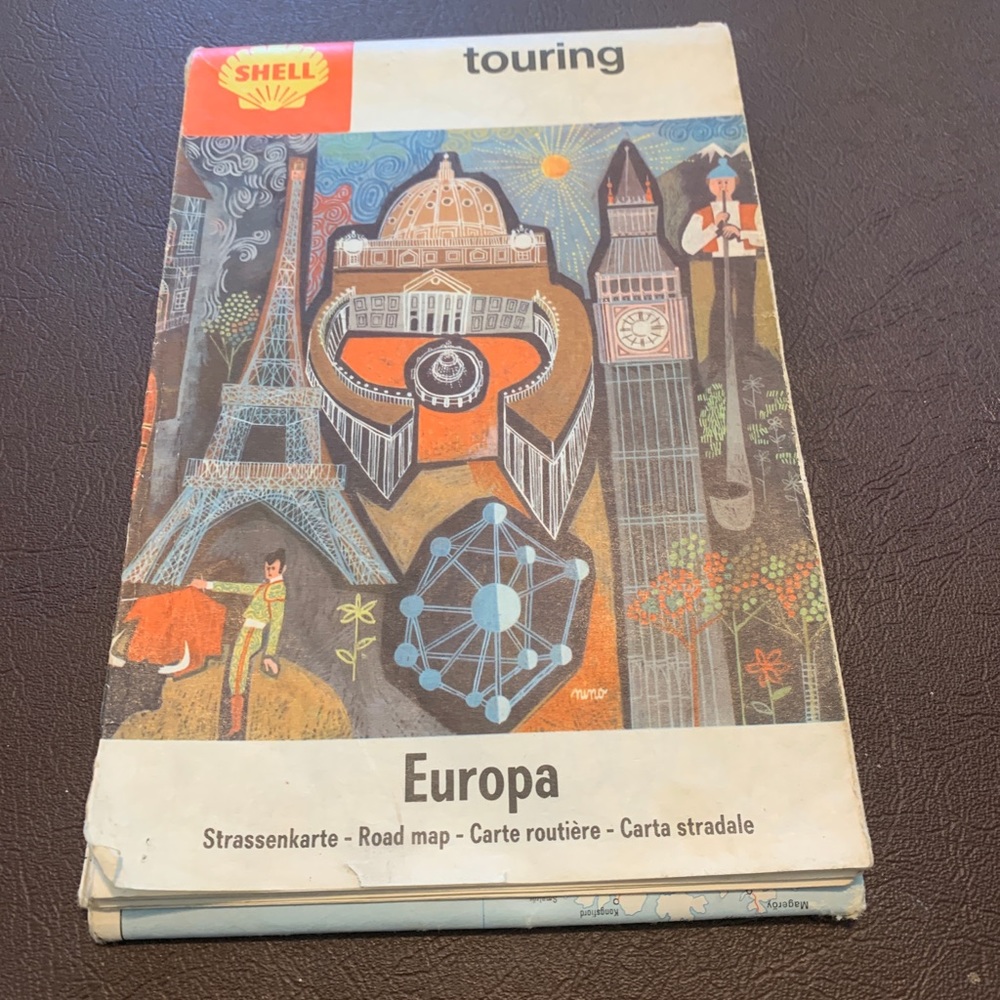 Vintage SHELL Touring Europa Map of Europe 1969.